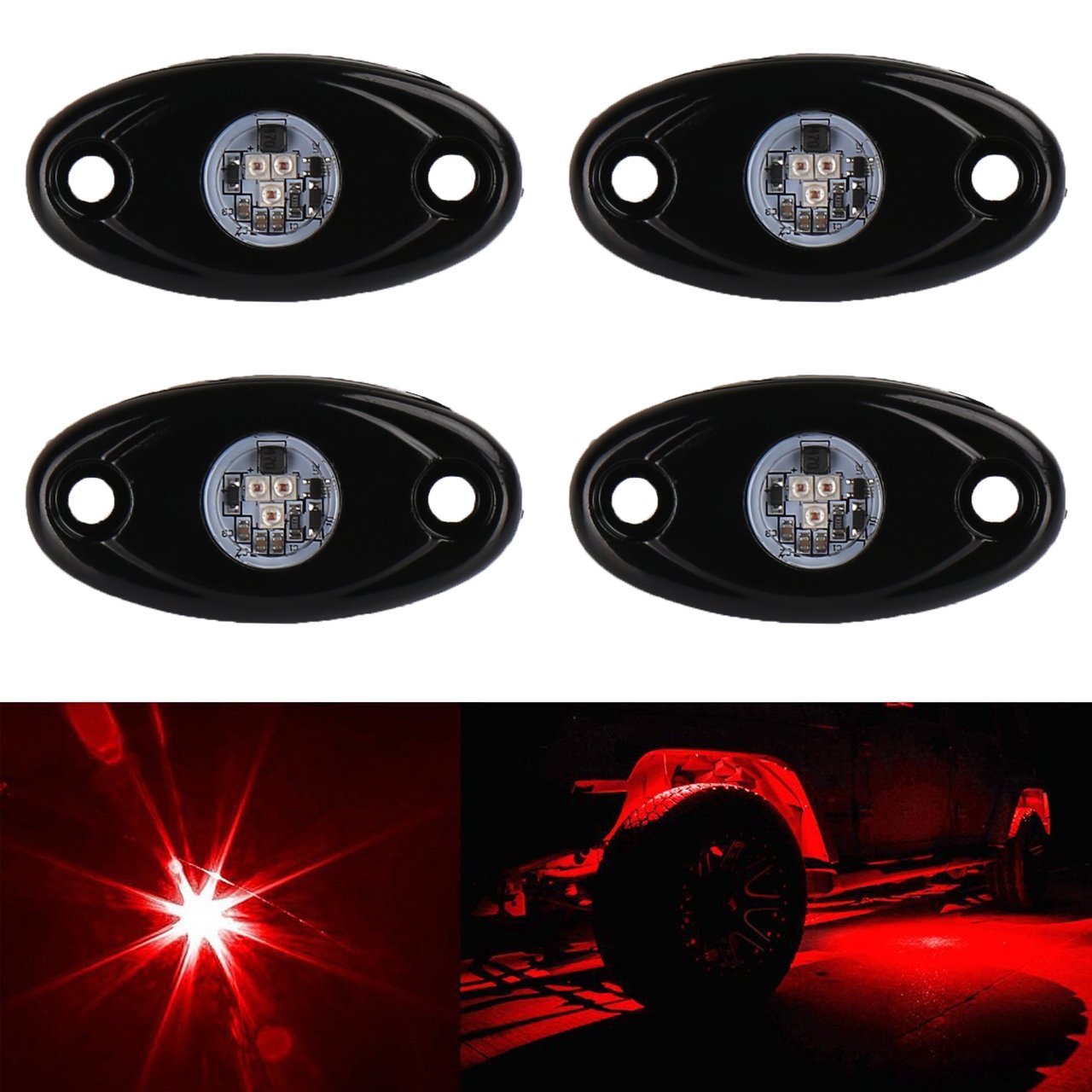 Amazon | KaTur 4ポッドLEDランプライトキット防水性アンダーグローLED